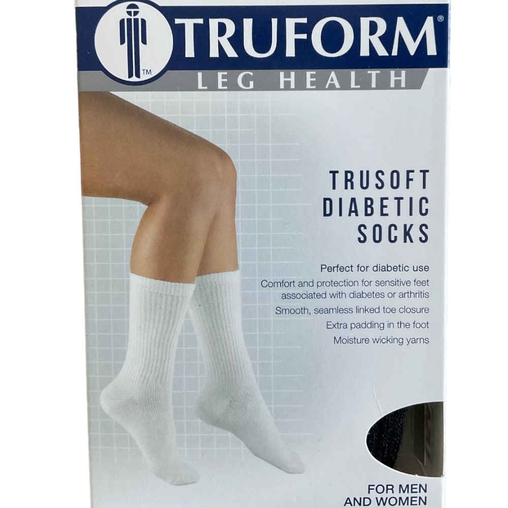 TRUFORM LEG HEALTH TRUSOFT Unisex Diabetic/Arthritis Socks Black Size Large NWT
